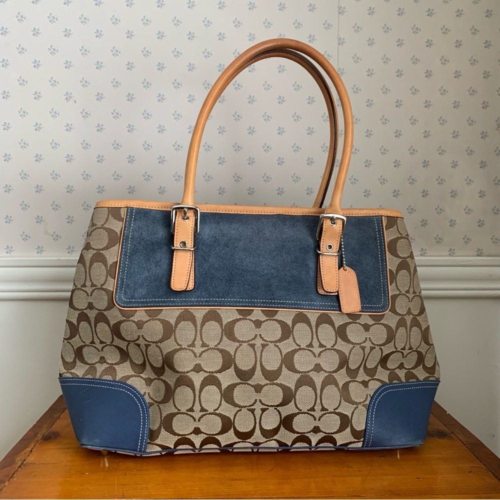 SOLD VTG 2003 Coach Signature Zoe Satchel F3J 6367  Canvas Suede Tote Bag